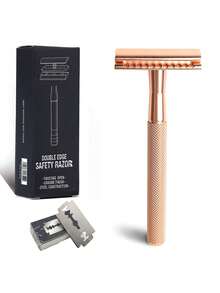 1 Set Navaja de afeitar vintage con cuchillas de doble filo, kit de afeitado manual tradicional para hombres y mujeres - Ver 17