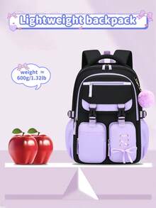 BXboat 3pcs/Set Teenage Girls Backpack With Lunch Box Bag And Pencil Case, Large Capacity Multi-Pocket Bookbag With Tablet/Laptop Compartment, Student Outdoor Camping Travel Backpack With Luggage Strap, Fashion School Backpack For Students - 3-piece Set - View 10