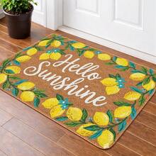1pc "Hello Sunshine" Lemon Print Entrance Mat, Summer Flannel Rectangular Rug, Suitable For Entryway, Kitchen, Living Room, Bathroom, Bedroom And Patio - 1PC - View 16
