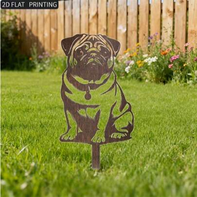 1 tượng chó Pug dễ thương bằng acrylic kiểu cổ điển - Trang trí sân vườn bằng acrylic kiểu cổ điển, dễ dàng lắp đặt, thích hợp cho ngoài trời, quà tặng cho người yêu chó dịp Lễ Phục Sinh, tượng thú cưng phong cách nhà nông thôn, không cần điện.