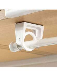 4pcs 360° Rotatable Extendable Pole Holders, No Drilling Strong Adhesive Hooks, Towel Bar & Curtain Rod Brackets - White - View 2