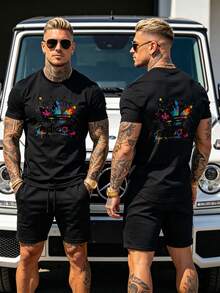 Summer Unisex Basic Tee Air Permeable Comfortable Home Outdoor Daily Clothes - Black - View 2