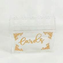 1pc Transparent Acrylic Wedding Card Holder Box With Lock And Slots, Wedding Reception Gift Card Box, Graduation Ceremony Decoration Wedding Cash Card Box, Large Size DIY Gift Card Storage Box With Lock And Slots, Party Gift Card Storage Container - Love Donation - View 4
