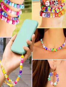 100 piezas/paquete Cuentas de arcilla suaves y lindas para hacer pulseras y collares DIY (color y estilo aleatorios) - Multicolor - Ver 5