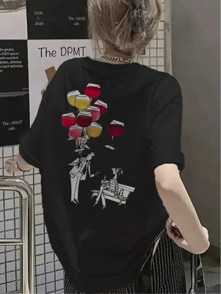 Women T-Shirts - [Black] - View 1