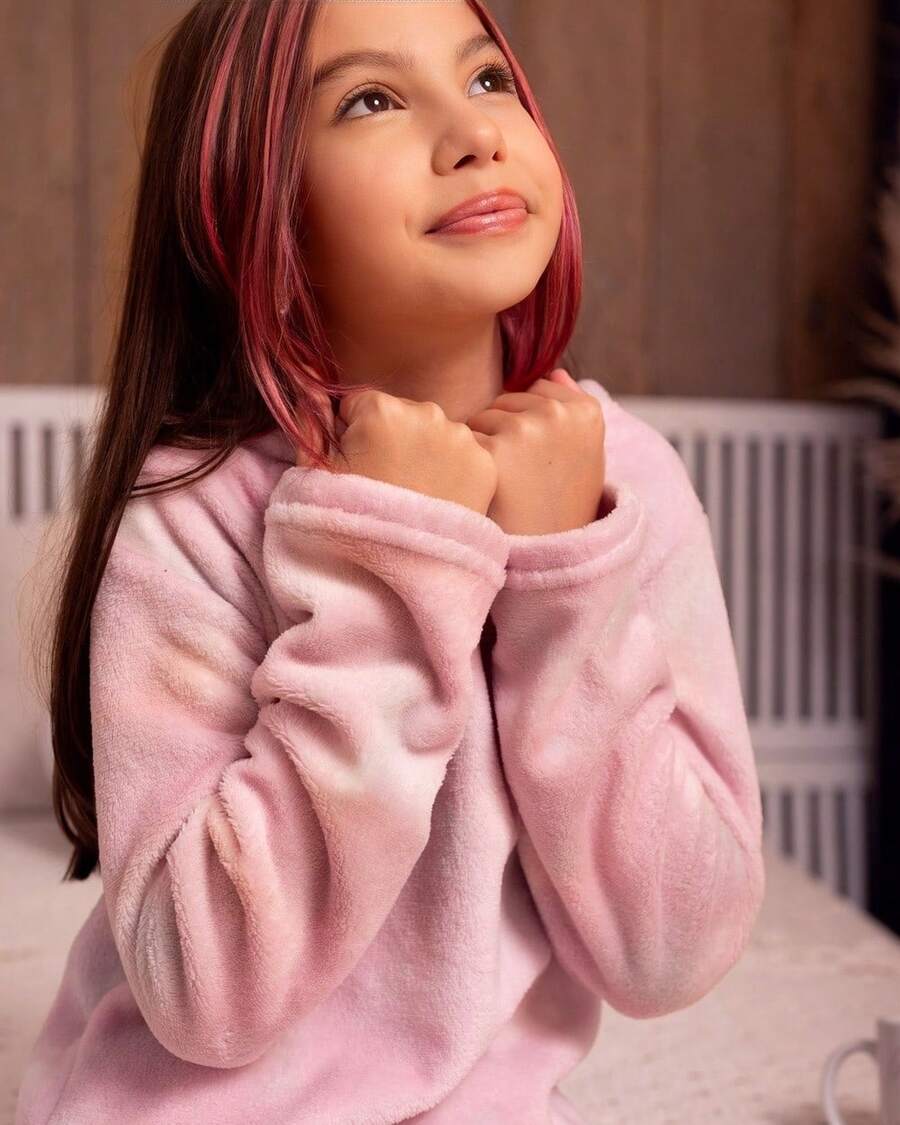 Children's Plush Teddy Pajamas For Winter, Cold Weather, Closed, Tie-Dye - 西瓜粉 - 查看 1