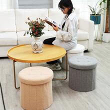 Plush Storage Ottoman Stool With Hidden Storage – Foldable Round Footstool Seat For Bedroom, Living Room & Entryway – Soft Teddy Fabric Storage Bench (2 Sizes) - White - View 5