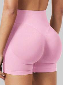 NcmRyu Women's Seamless Butt Lifting Sports Shorts Gym Workout Summer Pink - Pink - View 1