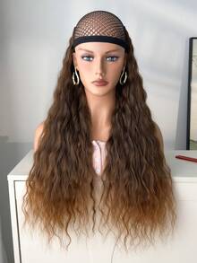 16pcs Hair Extensions, 7pcs/Set, Brown Color, 22 Inches Long, Natural Wavy Curly, Heat-Resistant Synthetic Fiber, Suitable For Women To Wear For Parties And Daily Use - Brown Ombre - View 8