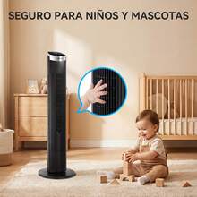 Tower Fan With Remote Control, LED Display, Height 93cm, Silent, 4 Modes And 3 Speeds, 12 Hour Timer, 65° Oscillation, Compact Design, 45W Standing Fan - 查看 8
