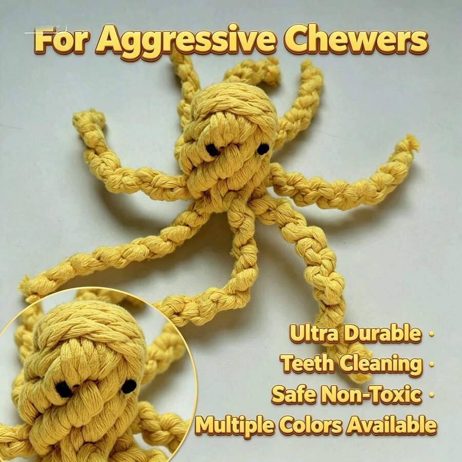 1pc Multicolor Octopus Braided Rope Chew Toy, Durable Anti-Bite Teeth Cleaning Interactive Tug Toy For Puppy & Medium Dogs, Relieve Boredom & Stress, Pet Supplies - Multicolor - View 1