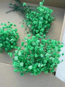 25/52/102/298 piezas Flores artificiales blancas mini de Paniculata falsa, relleno de jarrón, decoración para boda, hogar, oficina, fiesta, elaboración de tarjetas, manualidades DIY - Verde - Ver 1