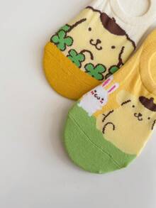 Bộ 5 đôi tất Sanrio dành cho nữ, họa tiết Pompompurin, kiểu dáng không lộ cổ chân (không kèm lớp lót bằng bìa cứng, màu sắc ngẫu nhiên) - Nhiều màu - Xem 5