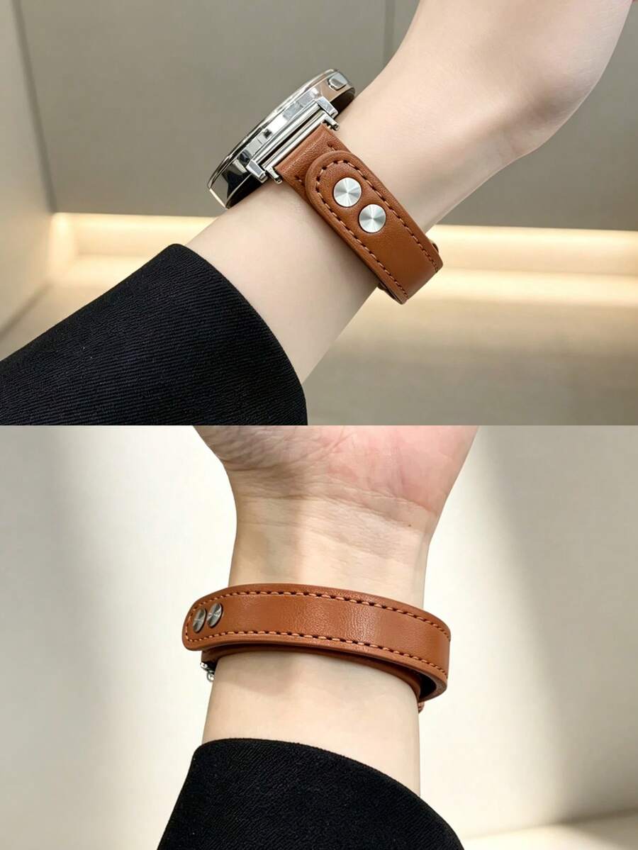1pc Women's Microfiber Leather Smart Watch Band, Compatible With 18mm/20mm/22mm, Fits Galaxy Watch 8/7/6/5/4 (40mm, 44mm), Quick Release Spring Bar, Tool-Free Installation, Easy To Wear, Double-Pin Buckle Strap, Compatible With Huawei Watch GT6/5/4/3/Pro (46mm), Suitable For Smart Watch Interface Width 18mm/20mm/22mm, Smart Watch Band Accessory - Brown - View 1