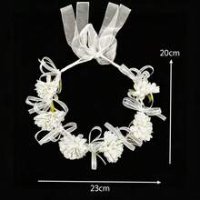 1 pieza Diadema/tocado para mujer, nueva llegada Diadema nupcial con flores blancas de imitación y perlas, estilo de princesa etérea para sesión de fotos y actuaciones - Blanco - Ver 5