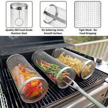 Outdoor Rotating Grill Basket And Accessories Set - Includes Forks, Hooks And Grill Basket; Easy To Clean; Perfect For Grilling Vegetables And Meats; Suitable For All Grills And Smokers; Camping Essential; Great Gift For Men Or Father's Day - A - View 6