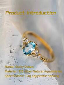 1 chiếc nhẫn đá Aquamarine, chất liệu bạc 925 không gây dị ứng, phù hợp để đeo hàng ngày, đi làm, hẹn hò, đi nghỉ mát, làm trang sức đính hôn, nhẫn hứa hẹn, nhẫn vĩnh cửu, quà tặng ngày Valentine, quà tặng trang sức cao cấp, dễ dàng vượt qua kiểm tra kim cương, được chế tác bởi các nghệ nhân bậc thầy. - nhẫn đá aquamarine - Xem 4