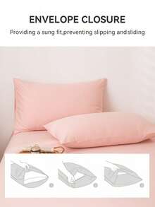 1pc Pink Pillowcase, Soft & Comfortable Bedding, Available In Multiple Colors, Suitable For Dorm Rooms, Simple & Fashionable Home Decor, Soft & Cozy Bedroom Linens, Machine Washable Without Filling - Pink - View 6