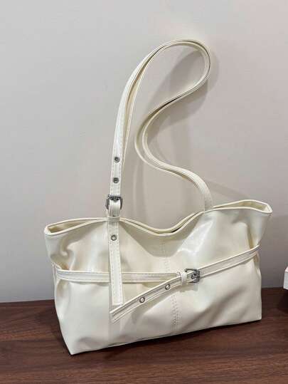 1 chiếc túi tote cỡ lớn kiểu cổ điển, túi đeo chéo cỡ lớn tiện dụng cho người đi làm, túi xách thời trang dành cho người đi xe máy, túi tote phối da lộn và da PU với dây đeo trang trí, khóa kéo, túi đeo vai nữ thích hợp cho công việc, đi học, du lịch, mua sắm, kinh doanh, sử dụng hàng ngày.