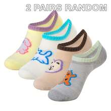 1/2/4 Pairs Cute Cartoon Animal Print Low Cut Socks For Women, Breathable Mesh Invisible Socks, Casual Daily Wear, Random Styles - Multicolor - View 11