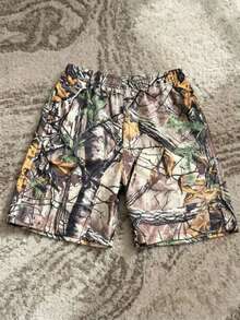 Men's Casual Sports Digital Print Knee-Length Shorts, Autumn Leaf Print, All-Over Print Shorts - Multicolor - View 2