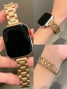 1件相容錶帶，黑色金屬錶帶，不鏽鋼可調節錶帶，相容於 Watch 智慧手環 Fit 1/Fit 2/Fit 3/Fit 4/Fit4 PRO 手腕帶 - 玫瑰金 - 查看 5