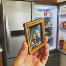 1 Piece Of Adventure Cat-Themed Wooden Refrigerator Magnet, Mini Size, Fun Cat Design, Vintage Adventure Style, Exquisite Miniature, Adds Unique Charm To The Kitchen Refrigerator Door, A Gift For Friends. Three Is Full Of Magnets. - 3.15英寸*2.36英寸 - 查看 6