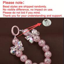 1pc Butterfly Beaded Fashion New Phone Lanyard, Phone Case Charm, Wrist Beaded Pendant, DIY Decor Chain, CCD Camera Strap, Keychain Accessory - Pink Bow Beaded - View 7