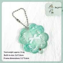 Lucky Four-Leaf Clover 1-Inch Photo Frame Keychain, Idol Photo Card Holder Set, Elevator Card Holder, High Definition, Scratch-Resistant - A - View 7