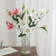 Artificial Lily Flower Bouquet, Faux Flower Arrangement For Home Decor, Living Room, TV Cabinet, Dining Table, Wedding Hall Scene Decoration, Suitable For Mother's Day, Back To School Season, Home Decor And Christmas - Multicolor - View 5
