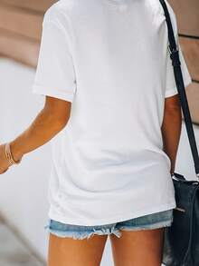 Women's Casual Short Sleeve T-Shirt - Geometric Print, Breathable Round Neck Summer Top, Lightweight Machine Washable Shirt, Comfortable And Easy Care Clothing, Vibrant Design, Comfortable Fit - [白色的] - 查看 3