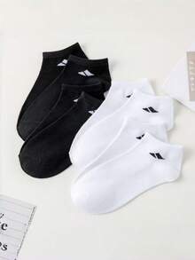 6 pares de calcetines casuales tipo náutico para mujer de colores aleatorios, calcetines deportivos versátiles, calcetines unisex estilo universitario, para primavera/verano - Multicolor - Ver 3