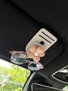 Floral Car Sun Visor Clip, Multi-Function Card Holder, Car Interior Accessories, Fashion Glasses/Eyeglasses Storage Card Clip - Flowers - View 4