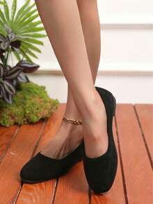 Zapatos planos de suela suave y casual para mujer, bailarinas de bajo empeine, zapatos versátiles de fácil puesta, tallas grandes, para primavera/verano - Negro - Ver 3