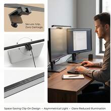 1 pieza Barra de luz LED para protección ocular de pantalla de computadora, luz de clip para pantalla, luz colgante para monitor, luz de relleno con protección ocular regulable, luz de computadora antirreflejo adecuada para estudio y trabajo, luz colgante para pantalla alimentada por USB - Negro - Ver 8