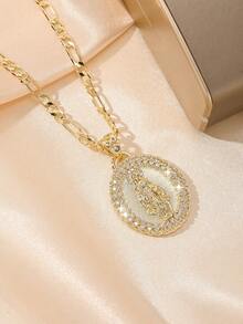 1件經典歐美風銅鑲嵌不對稱鋯石吊墜項鍊，適合疊戴，瓜達露佩聖母守護之光限量版，適合作為聖誕節/感恩節/萬聖節/母親節/情人節禮物送給情侶、朋友、教父母，適用於初次領聖體、日常與節慶穿戴、祈禱 - 金黃色 - 查看 7