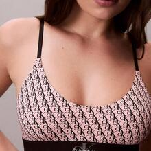Graphic Monogram Microfiber Stretch Unlined Bralette Underwear  Women  Bras + Bralettes QF8814 - Mini Stepping Logo Bright Peach - 查看 1