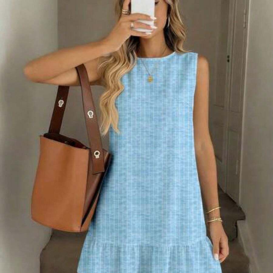 Nana's Women's Clothing Store Vestido mini estampado para mujer, adecuado para primavera y verano - Azul - Ver 1