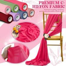Horbaunal Hot Pink Chiffon Fabric By The Yard, 5 Yard Continuous Sheer Fabric 59" Wide Soft Draping Fabric For Wedding Arch Draping Party Backdrop DIY Sewing - Màu E - Xem 5