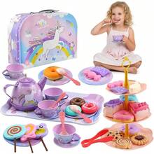 52-Piece Children's Tea Set, Birthday, Christmas, Children's Day Gift, Includes Dessert, Tea Set, Tableware And Carrying Case (Red) - 多色-A - 查看 1