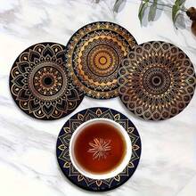 8pcs Mandala Wood Coasters - Suitable For Coffee, Tea And Beverages | Ideal For Home And Restaurant Decor | Perfect Graduation Gift - Multicolor - View 4