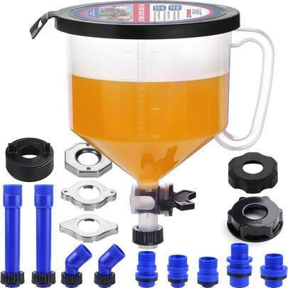 SMART JERRY - Coolant Bleeder Kit, Radiator Burping Funnel, No-Spill Coolant Funnel Kit, Radiator Flush Kit, Universal Radiator Funnels (2026 Upgrade: Added 2 Caps For Broader Compatibility)
