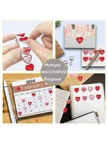 500pcs/Roll Heart Shaped Stickers, Suitable For Valentine's Day, Birthday, Thank You, Party Decoration, Adhesive Labels - Multicolor - View 7