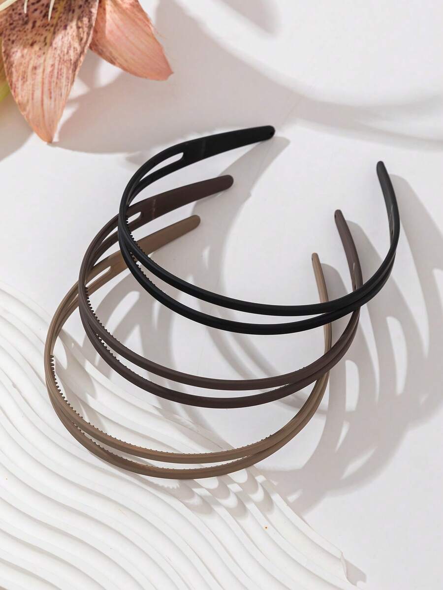 3件裝優雅極簡夏季髮箍,適合度假,純色,優雅ABS塑料材質,四季皆宜髮箍 - 彩色 - 查看 1