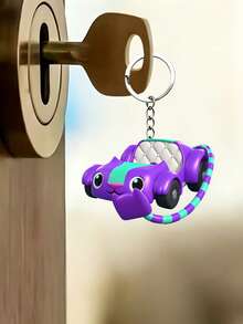 DOBBLE Móc khóa nhân vật 3D Gabby Cadlyte, thiết kế mèo xe hơi, mặt treo màu tím và xanh mòng két chất lượng cao với dây xích bền, giá treo móc khóa cầm tay phù hợp cho trẻ em và người hâm mộ, dùng hàng ngày, trang trí ba lô và làm quà tặng tiệc - Nhiều kiểu dáng - Xem 2