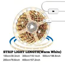 5V USB供電感應式智能LED燈條，手揮感應開關燈，免觸摸啟動，柔和護眼光，自黏式免鑽孔免安裝，櫥櫃燈，電視背景牆補光燈，居家裝飾氛圍燈，節日婚禮派對氛圍燈，小節日禮物 | LED燈，臥室LED燈，臥室裝飾，LED燈條，房間裝飾 - 暖白光 - 查看 11