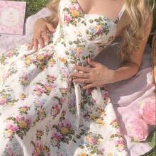 MOD Vestido a media pierna con estampado floral romántico y cuello halter, ideal para el Día de San Valentín, primavera, almuerzos, fiestas de té, vacaciones en la playa, vestidos florales y estilo vintage para mujer - Multicolor - Ver 6