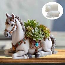 Horse Flower Pot Resin Silicone Mold Cute Horse Plant Vase Flower Pot Decorative Mold Gypsum Mold Cement Mold Concrete Mold - A - View 1