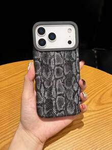 Ốp lưng điện thoại sạc không dây họa tiết rắn bóng sang trọng, dành cho iPhone 16/15/14/13/12 Pro Max/11, chất liệu giả da mềm mại, chống nước, chống sốc, chống rơi vỡ và chống trầy xước. - màu đen - Xem 2
