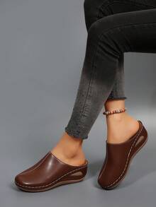 Hollow Out Wedge Sandals, Comfortable To Wear, Suitable For Long-Term Wear Such As Work And Shopping - Brown - View 5
